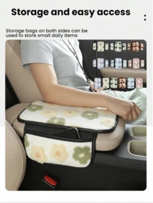 1pc Leather Car Armrest Console Pad, Height-Increasing Armrest, With 2 Cup Holders, Tissue Box And Side Pockets, Practical Storage Design, Suitable For Most Sedans, SUVs And Trucks - Multicolor - View 3