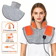 Electric Neck Warmer Scarf, 3-Level Adjustable Temperature Heating Shawl, USB Powered Zippered Shoulder & Neck Warm Device, Hot Compress Shoulder Protector - USB Powered(Power bank not included) - View 4