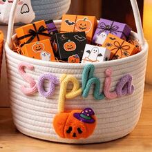 Personalized Halloween Gift Basket, Storage Basket, Trick Or Treat Gift Basket, Handheld Basket, Halloween Gift Basket - Multicolor - View 51