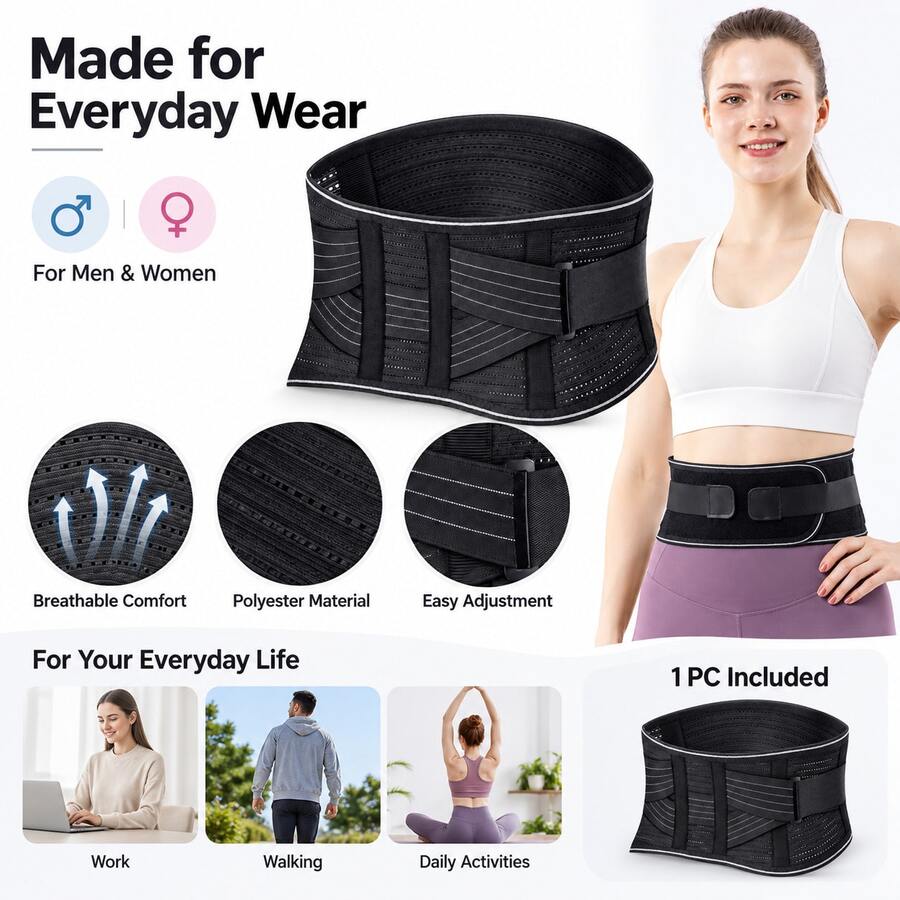 Sabuk Penyangga Pinggang, Sabuk Penyangga Pinggang Bernapas, Unisex, Pinggang