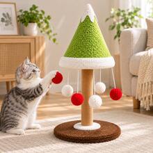 AOSHA 57cm Cat Scratching Post With 5 Hanging Balls, Cedar Tree Shaped Sisal Scratching Board, Stable Base Interactive Climbing And Scratching Toy, Suitable For Indoor Cats And Kittens - one-size - View 5