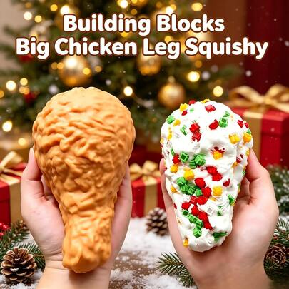 1pc Large Chicken Drumstick Squeeze Toy, Crispy ASMR Sound Stress Relief Fidget Toy, Realistic Food Shape Sensory Decompression Toy, Suitable For Adults, Creative Holiday Birthday Gift