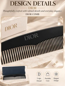 Dior Comb, 13*3.5cm, Smooth Teeth, Portable, With Storage Pouch, Suitable For Daily Use And Travel Hair Styling - Black - View 8