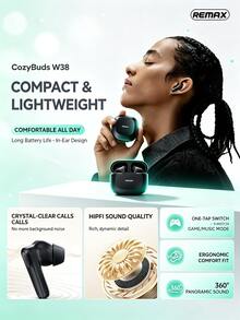 REMAX CozyBuds W30N True Wireless Bluetooth Earbuds: Layar sentuh LCD berwarna penuh, peredam kebisingan dual-core ANC+ENC, Bluetooth 5.4, driver dinamis 13mm untuk kualitas suara HiFi, daya tahan baterai 30 jam, kompatibel dengan iOS/Android. - View 1