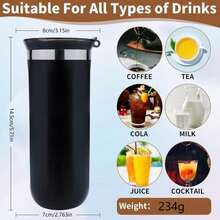 1pc Travel Coffee Cup, Insulated Reusable Stainless Steel Coffee Cup With Lid, Black Leak-Proof Reusable Coffee Travel Mug, Suitable For Hot And Cold Drinks - Multicolor - View 3