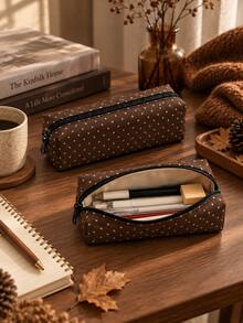 Leopard Print Pencil Case/Stationery Storage Bag - Multi-Functional Large Capacity Design, Can Be Used To Store Office Supplies, Creative Multi-Purpose Pen Holder Or Portable Travel Makeup Bag, Suitable For Students And Adults Daily Use. - Multicolor - View 3