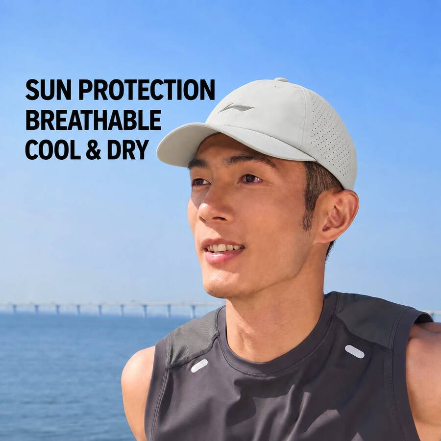 LI-NING 中性跑步棒球帽 輕量遮陽帽 戶外訓練用 AMYW111 - 晶石灰 - 查看 1
