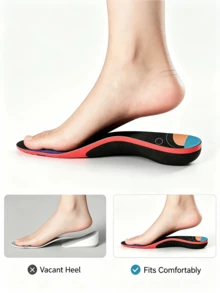 1 Pair Arch Support Sports Shoe Insoles, Sweat-Absorbent, Breathable, Odor-Resistant, Unisex - Red - View 3