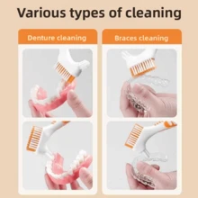 4pcs Denture Cleaning Brushes, Double-Sided Denture Brush, Invisible Braces Brush, Orthodontic Retainer Brush, Random Color - Multicolor - View 5