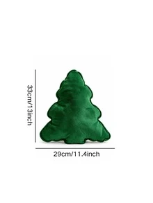 Christmas Tree Shaped Throw Pillow, Deep Green Velvet Textured Cushion, Soft Filled Decorative Pillow, Suitable For Sofa, Bedroom, Christmas Winter Home Decor - Multicolor - View 5