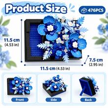 476PCS Foldable Blue Flower Box Building Block Set, Floral Display Decor, Desktop Ornament, Creative Gift, Home Shelf Decoration - Flower Box Building Blocks - View 10