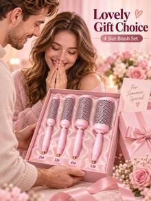 Stylance Salon Professional Nano-Technology Negative Ion Ceramic Spray Painted Aluminum Tube Nylon Bristle & Boar Bristle Tapered Handle Round Brush - Pink - View 10