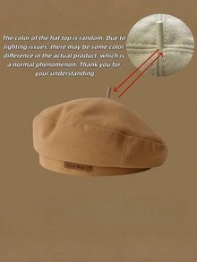 1pc Women's Vintage Style Hat, Suitable For Autumn/Winter, Multi-Functional With Letter Print, Fashion Design, Octagonal Hat, Pumpkin Hat - Multicolor - View 8