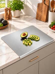 Stainless Steel Cutting Board With A Lip-Suitable For Kitchen Countertops; Ideal For Preparing Meat, Vegetables, Dough, And Baked Goods; Easy To Clean. - Multicolor - View 15