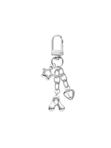 Cute Puffy Bag Charm Featuring Cutout Star And Heart Accents, Sparkling A-Z Letters, And Earphone Charm; Keychain Or Accessory For Bags And Backpacks - Multicolor - View 22