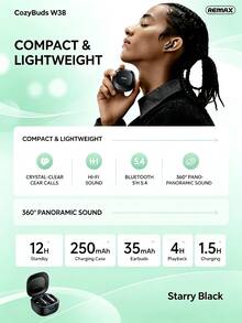 REMAX CozyBuds W30N True Wireless Bluetooth Earbuds: Layar sentuh LCD berwarna penuh, peredam kebisingan dual-core ANC+ENC, Bluetooth 5.4, driver dinamis 13mm untuk kualitas suara HiFi, daya tahan baterai 30 jam, kompatibel dengan iOS/Android. - View 4