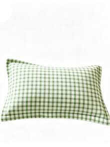 1/2pcs Soft Fluffy Fleece Pillowcases, Pink And White Plaid Pattern, Warm Plush Bed Pillowcases, Without Pillow Insert - Green - View 11