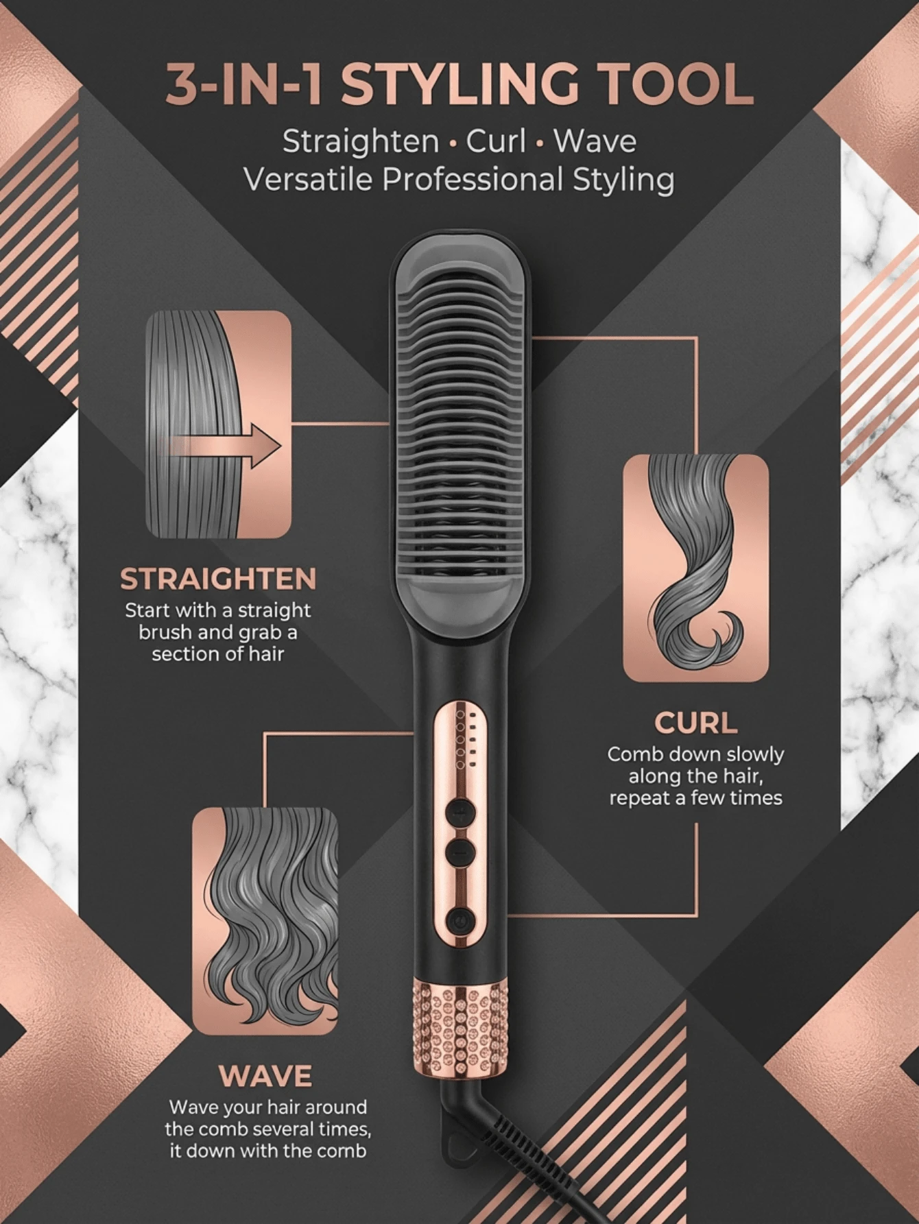 SOKANY1008 Hot Air Brush, Negative Ion Oil-Removing Quick Dry Hair Brush, Fast Heating Straightening Brush - EU C Type Plug(220-240V) - View 1