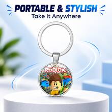 1pc Roblox Round Keychain, Minimalist Roblox Round Pendant Keychain, Game Accessory, Versatile Backpack Key Chain, Student Daily Outfit, Party Favor - Roblo Boy Keychain I - View 4