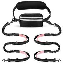 Reflective Waist Bag Pet Leash Set, 1-To-1 And 1-To-2 Retractable Leash - Dual Layer Handle, Adjustable Waist Belt, Suitable For Dog Walking, Running, More Convenient And Comfortable - Multicolor - View 11