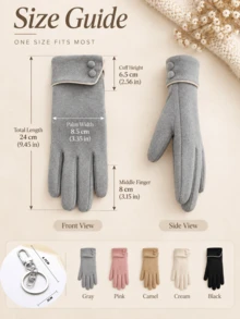 Women's Winter Touchscreen Gloves, Warm Thick Lining Full Finger Gloves With Button Cuffs, Elegant Cold Weather Hand Accessory, Suitable For Driving, Commuting, Office, Shopping And Outdoor Daily Wear, Autumn/Winter Fashion Accessory, Christmas Gift - Multicolor - View 6