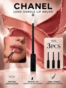 CHANEL Long-Handle Lip Brush 3-Pack, 1*10cm, Slanted Soft Bristles, Defines Lip Line, Prevents Lipstick Waste, Suitable For Makeup And Touch-Ups - Lip Brush - View 2