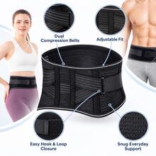 Sabuk Penyangga Pinggang, Sabuk Penyangga Pinggang Bernapas, Unisex, Pinggang - Hitam - View 5