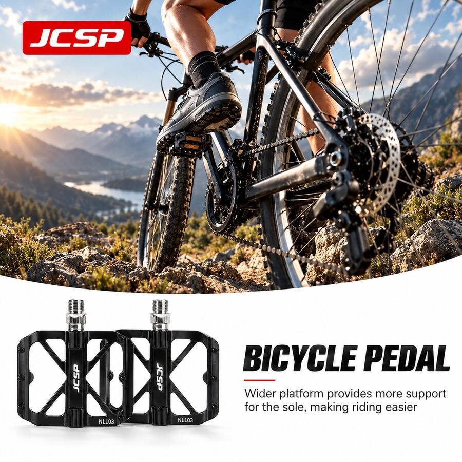 JCSP Bicycle Pedals, Road Bike Non-Slip Pedals, Integrated Anti-Slip Studs, Lightweight Pedals, Road Bike Aluminum Alloy Pedals - Multicolor - View 1