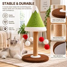 AOSHA 57cm Cat Scratching Post With 5 Hanging Balls, Cedar Tree Shaped Sisal Scratching Board, Stable Base Interactive Climbing And Scratching Toy, Suitable For Indoor Cats And Kittens - one-size - View 9