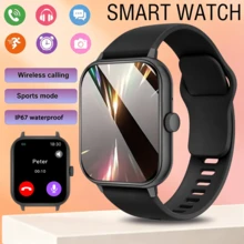 Reloj inteligente con función de recordatorio y rechazo de llamadas, múltiples modos deportivos, notificaciones de mensajes, recordatorios de múltiples aplicaciones, pantalla táctil completa de alta definición de 1,83 pulgadas, pronóstico del tiempo, control remoto de cámara, unisex, compatible con teléfonos Android e iOS - Ver 11