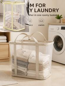 This Breathable, Foldable Laundry Basket Is A Multi-Functional Portable Storage Basket Suitable For Bathrooms And Various Rooms. It Can Be Used As A Laundry Basket, Laundry Tray, Or Large-Capacity Storage Box To Meet The Storage Needs Of Clothing And Various Items. Suitable For Various Spaces, This Casual-Style Laundry Basket Is A Space-Saving Design Suitable For Various Environments. - Multicolor - View 8
