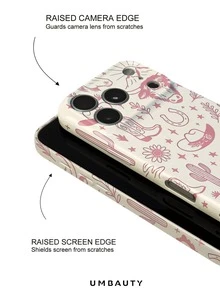 UMBAUTY 1pc Pink Western Cowboy Pattern Design, Compatible With Phone 18 Pro Max, Fits Apple 18/17/16/15/14/13/12/11 Pro Max/Plus/Mini 17e, Full Coverage High-Definition Printed Soft Shell Phone Case, Screen/Lens Raised Protection, Unisex, Ideal Gift For Girlfriend On Halloween, Valentine's Day, Easter, Wedding Season And Birthday - Multicolor - View 4