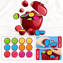 12PCS Apple Shape Matching Toy Set, Toddler Montessori Educational Puzzle Toy For Shape, Color & Number Recognition With Storage Apple - Multicolor - View 11