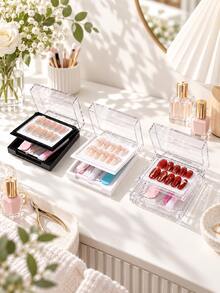5 Packs Double-Layer Clear Nail Art Display Box - PE Dustproof Storage Case With Lid For Press-On Nails & Manicure Tools, Portable Organizer For Salon & Home (Stackable, Compact) - Multicolor - View 5