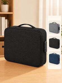3-Layer Combination Lock Document Organizer, Portable File Case With Handle, Large Capacity Card Holder Passport Organizer, Oxford Cloth Travel Storage Bag, Home Essentials Storage Box For School Supplies, Back To School, Travel Accessories - Multicolor - View 12