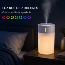 Unico Humidificador de aire de 260 ml, luz RGB con degradado de 7 colores, apagado automático, ideal para dormitorios, oficinas, plantas y hogares. Humidificador universal (blanco). - Blanco - Ver 1