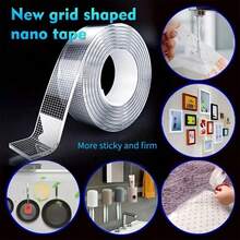 1 Roll/Industrial Grade Nano Double-Sided Tape/Removable Without Residue, PET Transparent Material/Suitable For Kitchen, Bathroom And Workspace, Strong Adhesion Without Damaging Surface, Multi-Scenario Application, Can Be Freely Cut. - Grid Nano Tape - View 1