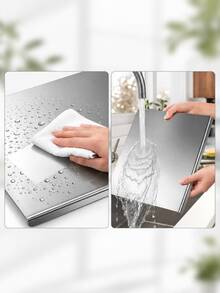 Stainless Steel Cutting Board With A Lip-Suitable For Kitchen Countertops; Ideal For Preparing Meat, Vegetables, Dough, And Baked Goods; Easy To Clean. - Multicolor - View 8