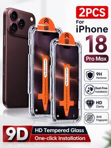 Pelindung Layar Kaca Tempered 9D Full Screen, Kompatibel dengan iPhone 18 Pro/18 Pro Max/17 Pro Max/17 Air/16 Pro Max/16E/15/14 Plus/13/12 Mini/11 Pro Max/X/XS Max, Aplikasi Film Penghilang Debu Otomatis, Definisi Tinggi dan Transparansi Tinggi, Anti Sidik Jari dan Anti Gores, 9H Tahan Ledakan yang Ditingkatkan, Pemasangan Cepat Bebas Gelembung, Perlindungan Tepi Cakupan Penuh, Pelindung Layar Ramah Casing Ponsel - Clear - View 1