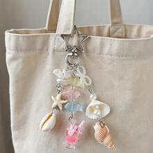 Cross-Border European & American Ocean Style Shell & Starfish Keychain, Cute Resin Fish & Cocktail Glass Pendant Key Chain, Summer Beach Bag Charm Women's Accessory - Multicolor - View 3