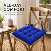 4-6 Pcs Premium Square Seat Cushion – Versatile Floor & Chair Pad For Dining, Office, And Lounge Seating Comfort - Blue - View 6
