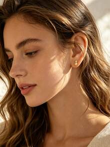 Artepollo 1Pair 925 Sterling Silver 14K Gold Plated Stud Earrings Cute Dinosaur Whale Pineapple Shell Unicorn Bow Ear Studs Girls Daily Jewelry, Gift Box Packed - Gold - View 7