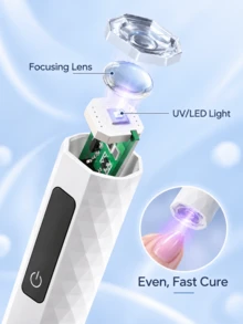 LED美甲燈附LCD顯示螢幕，USB充電式無線美甲燈條，可攜式智能定時螢幕凝膠美甲烘乾燈，快速固化凝膠指甲油、壓克力與接長美甲，適合居家、美甲沙龍與旅行的精巧美甲工具 - 彩色 - 查看 9