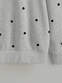 Tween Girls Los Angeles 91 Letter Polka Dot Hoodie + Black Flare Pants Set, Preppy Style - Multicolor - View 4