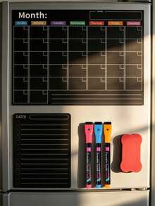12/6/1 Set Magnetic Dry Erase Fridge Calendar, Monthly Fridge Planner & Today's Menu List Whiteboard, 2/3 Pcs Fridge Blackboard For Kitchen And Office, Includes 3/8 Markers + Eraser - Magnetic Adhesive Set [pen and Eraser Colors Random] - View 19