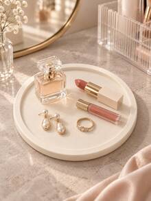 1pc Round Silicone Vanity Tray, Bathroom Countertop Storage Organizer, Suitable For Perfume, Jewelry, Cosmetics, Skincare And Soap Dispenser, Kitchen Sink, Bedroom Vanity, Makeup Table, Entryway Key Decorative Storage Tray, Modern Home Decor Gift - Multicolor - View 4