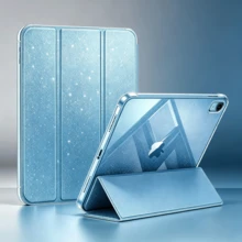 透明星空亮片三折保護殼，適用 iPad 第 10 代 10.9 吋與第 11 代 (A16)，自動睡眠/喚醒，純色平板保護套附支架 - 藍色 - 查看 9