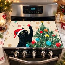 1pc Christmas Black Cat Pattern Diatomaceous Earth Absorbent Mat, Kitchen Countertop Drying Mat, Coffee Machine Mat, Pour-Over Coffee Pot Mat, Dish Drying Mat, Non-Slip Heat-Resistant Kitchen Mat, Dining Table Mat, Breakfast Mat, Washing Machine Mat, Home Kitchen Dining Table Coffee Shop Bar Decor Mat, Holiday Party Housewarming Gift - Multicolor - View 4