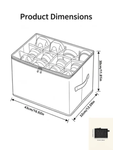 Compartment Oxford Cloth Shoe Storage Box, Minimalist Gray With Faux Leather Handle, Transparent Flip Lid, Large Capacity Foldable Design, Dust-Proof And Moisture-Proof, Wardrobe Bedroom Sneakers And Boots Organizer Storage Box - Multicolor - View 12