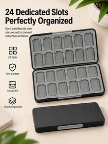 Game Card Storage Case Compatible With Nintendo Switch, 24 Game Card Slots & 24 Micro SD Card Slots, Portable Magnetic Protective Game Cartridge Organizer Travel Case - View 3